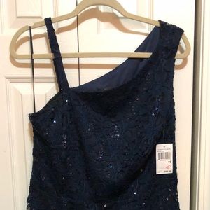 Navy blue sequin lace formal dress